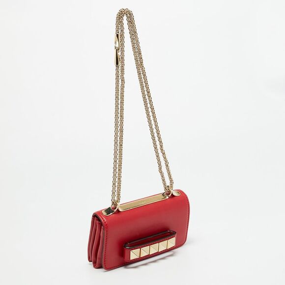 Valentino Va Va Voom Mini Red Leather Chain Clutch - Picture 3 of 7